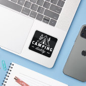Camping vader vader camper bos vintage zwart sticker (Laptop met iPhone)
