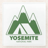 Camping van het nationaal park Yosemite Glazen Onderzetter (Voorkant)