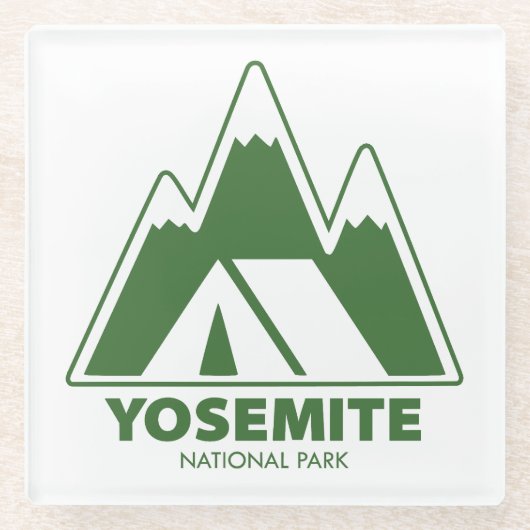 Camping van het nationaal park Yosemite Glazen Onderzetter (Voorkant)