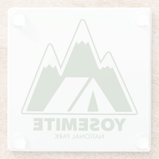 Camping van het nationaal park Yosemite Glazen Onderzetter (Achterkant)