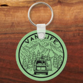 Camping Van Life in de bergen die gitaar spelen Sleutelhanger (Voorkant)