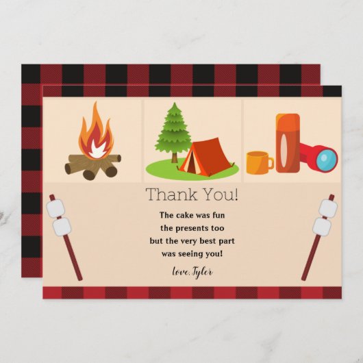 Camping Verjaardag Dank u kaart (Voorkant / Achterkant)