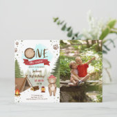 Camping Verjaardag Foto uitnodiging (Staand voorkant)