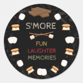 Camping Verjaardag S'mores Ronde Favor Stickers (Voorkant)