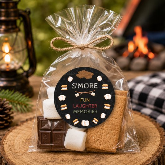 Camping Verjaardag S'mores Ronde Favor Stickers