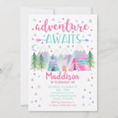 Camping Verjaardag uitnodiging Avontuur wacht Meis (Voorkant)