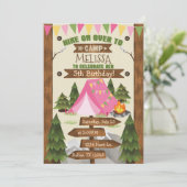 Camping Verjaardag Uitnodiging Uitnodiging Uitnodi (Staand voorkant)