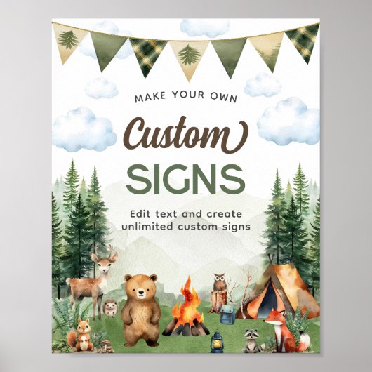 Camping Verjaardagsfeest Aangepaste Bordjes Poster (Voorkant)