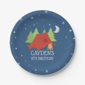 Camping Verjaardagsfeest borden Papieren Bordje (Voorkant)