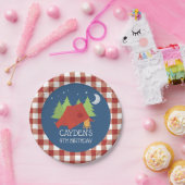 Camping Verjaardagsfeest borden rode plaid Papieren Bordje (Feest)