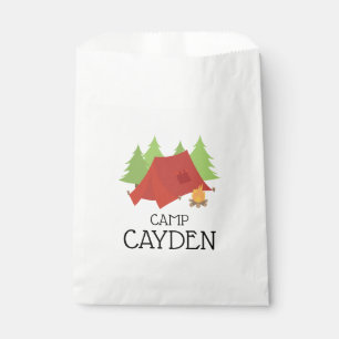 Camping verjaardagsfeest cadeautas zakken rode ten bedankzakje