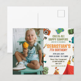 Camping Verjaardagsfeest Foto Briefkaart