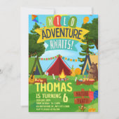 Camping Verjaardagsfeest Moderne kinder uitnodigin Kaart (Voorkant)