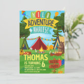 Camping Verjaardagsfeest Moderne kinder uitnodigin Kaart (Staand voorkant)