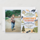 Camping Verjaardagsfeest Moderne kinder uitnodigin Kaart (Voorkant)