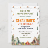 Camping Verjaardagsfeest Moderne kinder uitnodigin Kaart (Voorkant)