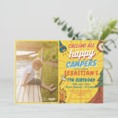 Camping Verjaardagsfeest Moderne kinder uitnodigin Kaart (Staand voorkant)