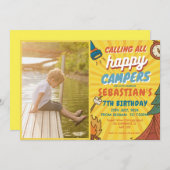 Camping Verjaardagsfeest Moderne kinder uitnodigin Kaart (Voorkant / Achterkant)