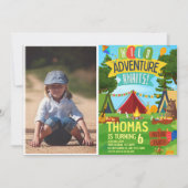 Camping Verjaardagsfeest Moderne kinder uitnodigin Kaart (Voorkant)