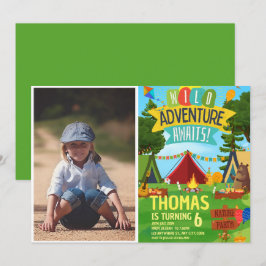 Camping Verjaardagsfeest Moderne kinder uitnodigin Kaart