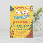 Camping Verjaardagsfeest Moderne kinder uitnodigin Kaart (Staand voorkant)
