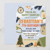Camping Verjaardagsfeest Moderne kinder uitnodigin Kaart (Voorkant / Achterkant)