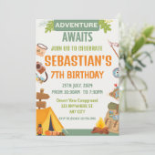 Camping Verjaardagsfeest Moderne kinder uitnodigin Kaart (Staand voorkant)