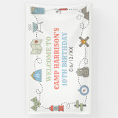 Camping Verjaardagsfeest Welkom Spandoek (Verticaal)