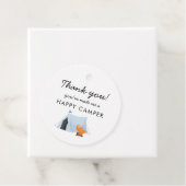 Camping Verjaardagsfeestje Blauwe Tent Happy Campe Bedankjes Labels (In situ)