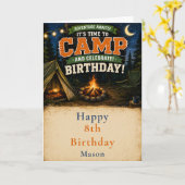 Camping verjaardagsfeestje kaart (Gele Bloem)