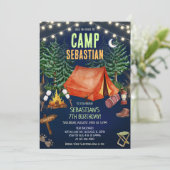 Camping verjaardagsfeestje  kaart (Staand voorkant)