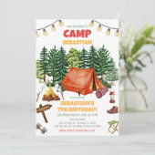 Camping verjaardagsfeestje  kaart (Staand voorkant)