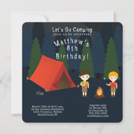 Camping Verjaardagsfeestje Kaart (Voorkant)