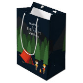 Camping Verjaardagsfeestje Medium Cadeauzakje (Voorkant Gekanteld)