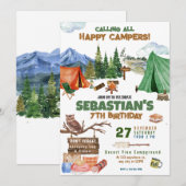 Camping Verjaardagsfeestje modern kinder Kaart (Voorkant / Achterkant)