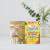 Camping Verjaardagsfeestje moderne kinderen Briefkaart (Staand voorkant)