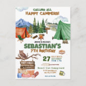 Camping verjaardagsfeestje moderne kinderen briefkaart (Voorkant)