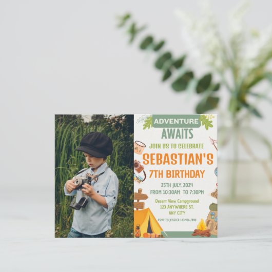 Camping Verjaardagsfeestje moderne kinderen Briefkaart (Staand voorkant)