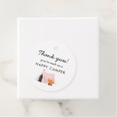 Camping Verjaardagsfeestje Roze Tent Happy Camper Bedankjes Labels (In situ)