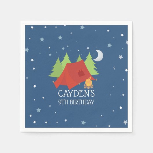 Camping Verjaardagsfeestje servetten (Voorkant)