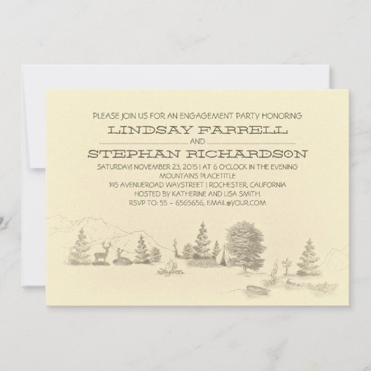 Camping verlovingsfeest uitnodiging (Voorkant)