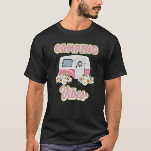 Camping Vibes Boho Retro Camper Wildbloemen Daisy T-shirt (Voorkant)