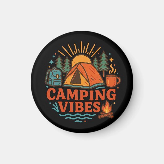 Camping Vibes Circle Magnet (Voorkant)