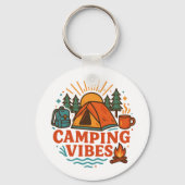 Camping Vibes Metal Circle Keychain (Voorkant)