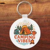 Camping Vibes Metal Circle Keychain (Voorkant)