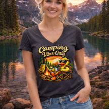 Camping Vibes Only Voelt Juist V-Hals T-shirt USA