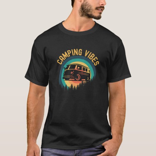 Camping Vibes Retro Travel Van Camper Evergreen Tr T-shirt (Voorkant)