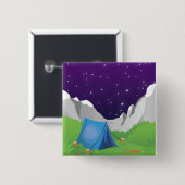 Camping Vierkante Button 5,1 Cm (Voorkant /achterkant)