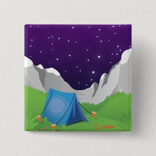 Camping Vierkante Button 5,1 Cm (Voorkant)