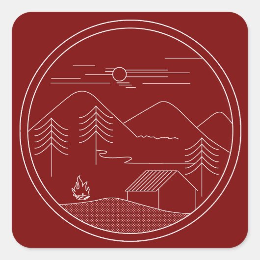 camping, vierkante sticker (Voorkant)